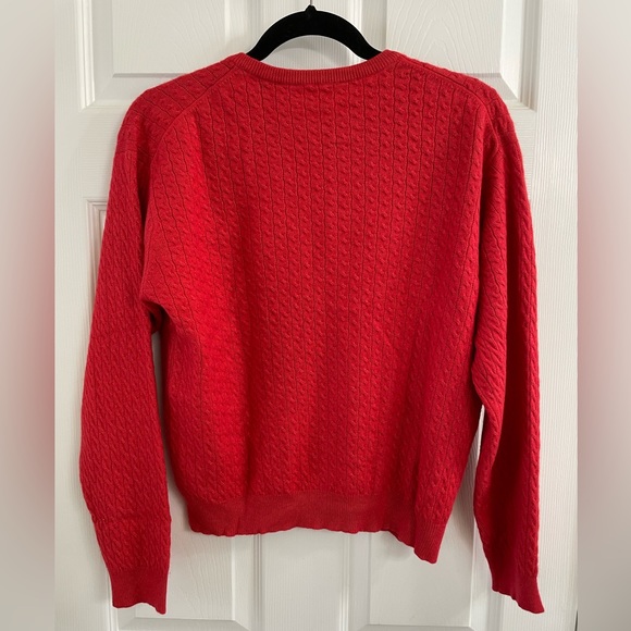 Charter Club cashmere and silk, cable knit red crewneck sweater, size L - Picture 2 of 4